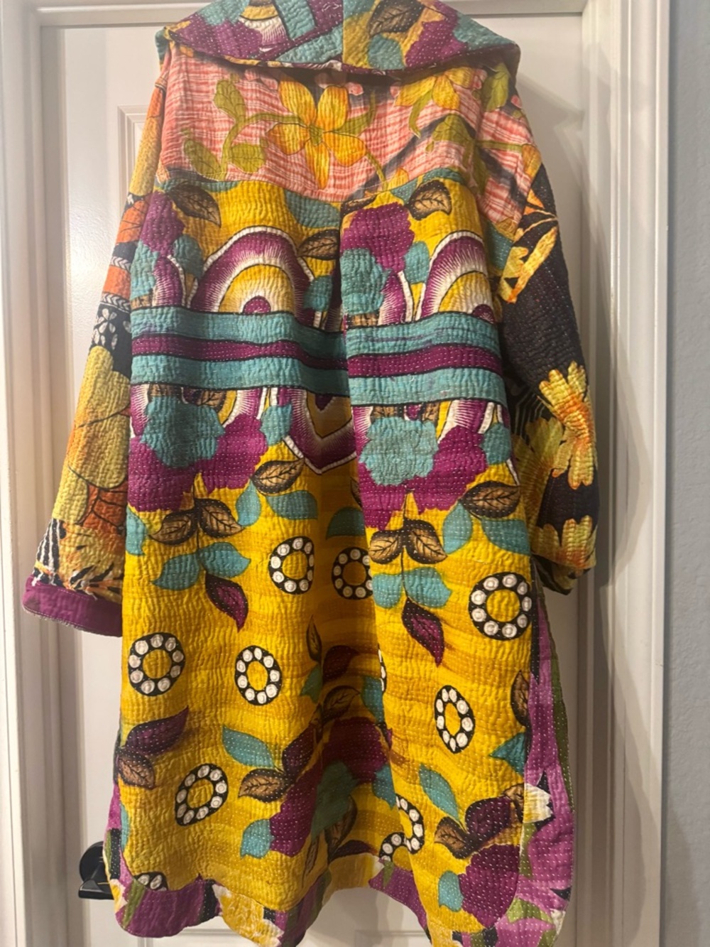 Vibrant Yellow Patchwork Quilt-Style Jacket - Picture 5 of 11